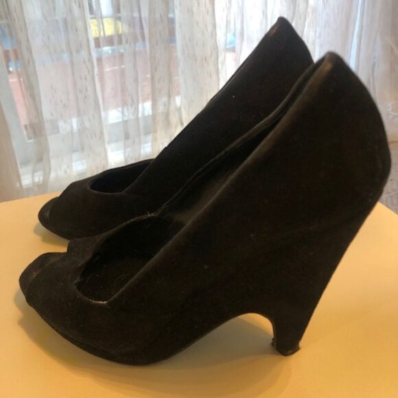 Authentic Miu Miu Black Suede Wedge Heels – EU 39.5 / US 38.5–39 - Picture 2 of 5